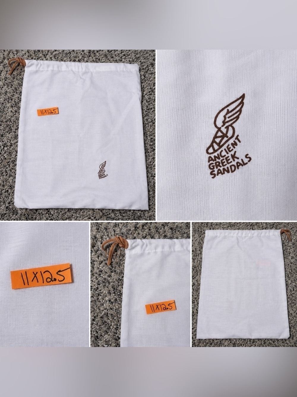 Ancient Greek Sandals Drawstring Dust Bag White Shoe Storage Pouch 11x12.5
